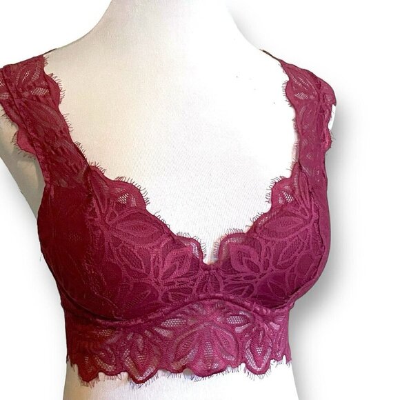 Victorias Secret XS Bralette Plum Lace Date Night Push Up Underwire Bra Padded - Picture 3 of 8